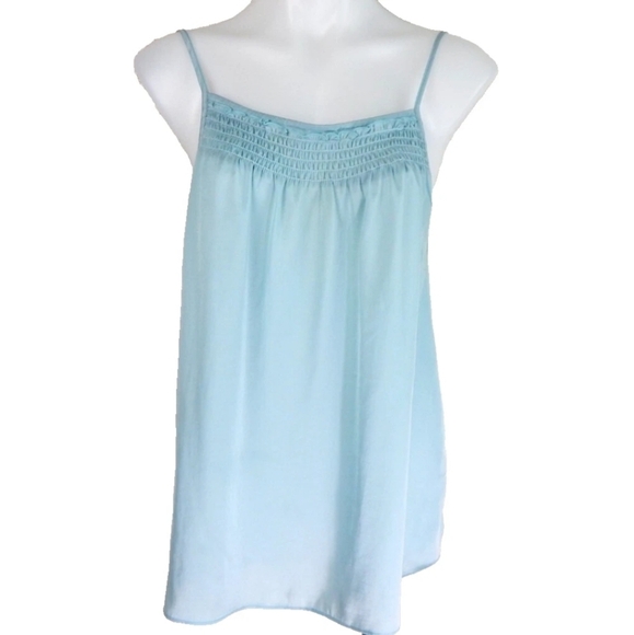 Saturday Sunday Anthropologie Smocked Neck Satin Camisole - Picture 1 of 3